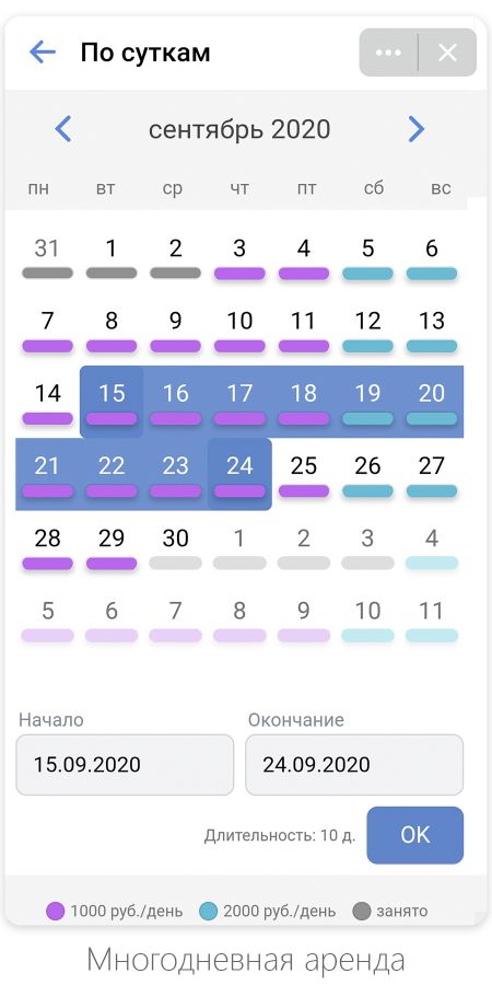 Многодневная аренда
